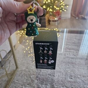 Starbucks Festive Bear Keychain in Green and Yellow